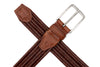 Lexington Braided Italian Saddle Leather and Elastic Belt - Saddle Tan