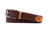 Lexington Braided Italian Saddle Leather and Elastic Belt - Chestnut/Walnut