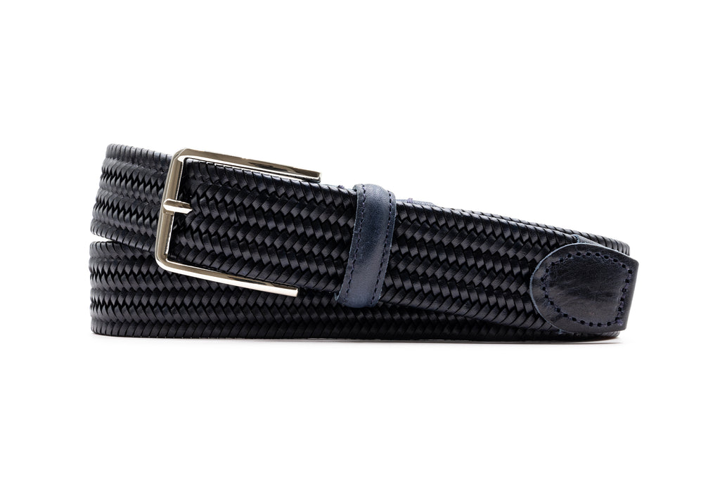 Brooks Italian Linen and Elastic Braided Belt - Steel Blue