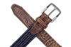 Madison Cotton Elastic Strap with Italian Alligator Trim Belt - Aged Bark