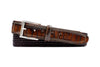Charles Italian Leather & Cotton Elastic Belt - Navy