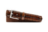 Charles Italian Leather & Cotton Elastic Belt - Chestnut
