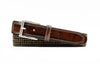 Charles Italian Leather & Cotton Elastic Belt - Pine
