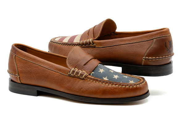 All American Saddle Leather Penny Loafers - Rust