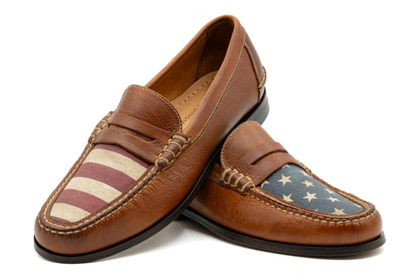 All American Saddle Leather Penny Loafers - Rust