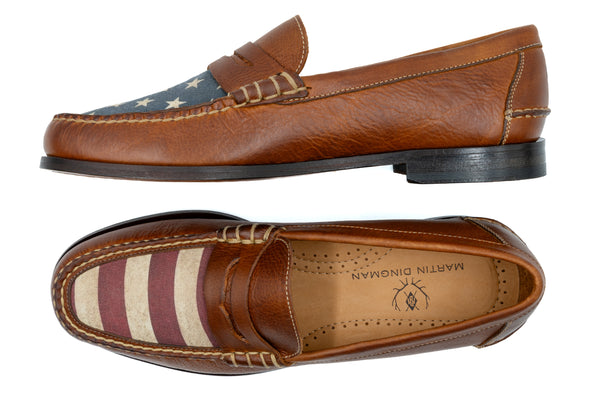 All American Saddle Leather Penny Loafers - Rust