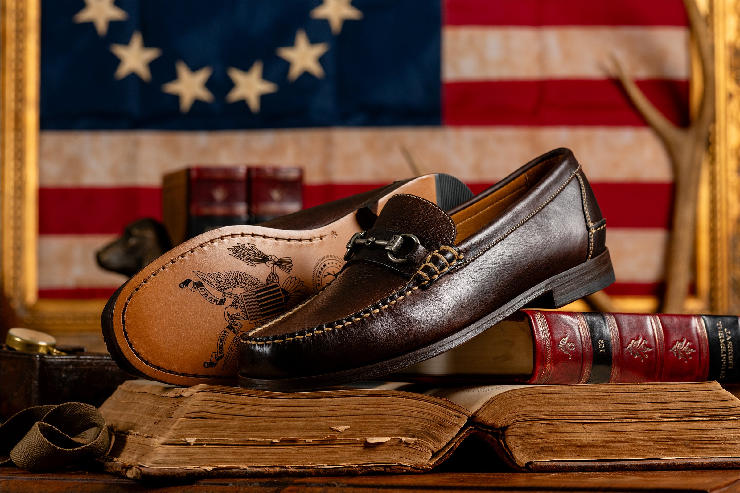 All American Saddle Leather Horse Bit Loafers - Walnut  display picture 1