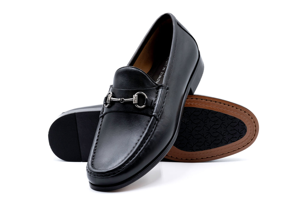 Addison Calf Leather Horse Bit Loafers - Black