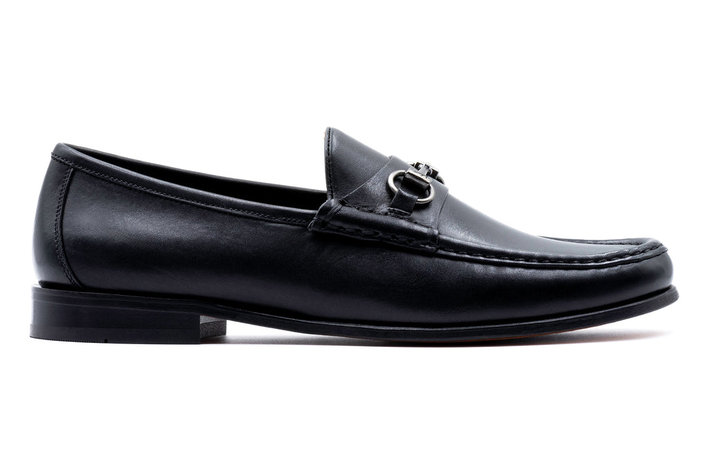 Addison Calf Leather Horse Bit Loafers - Black