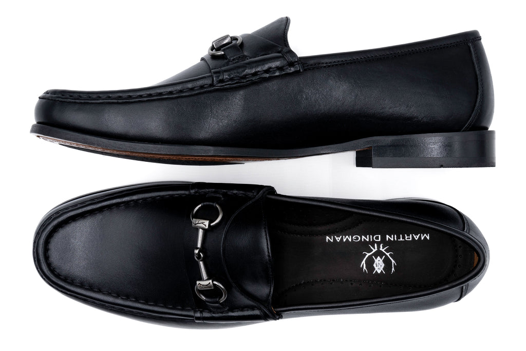 Addison Calf Leather Horse Bit Loafers - Black