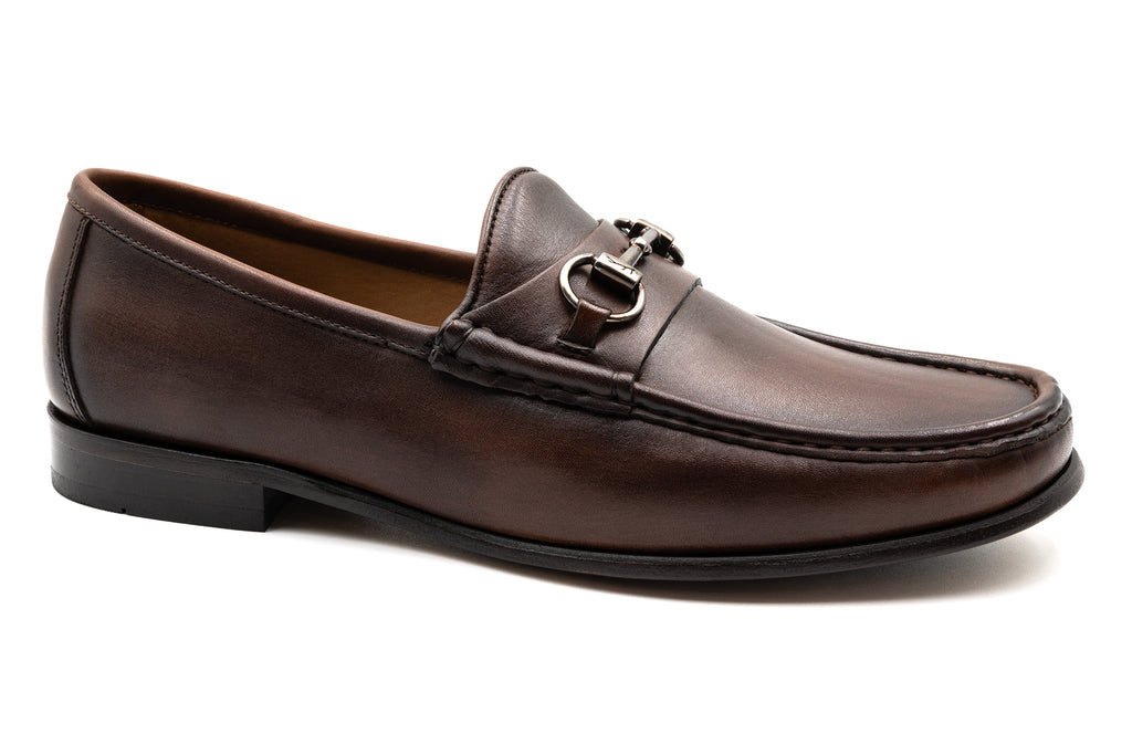 Addison Calf Leather Horse Bit Loafers - Chocolate