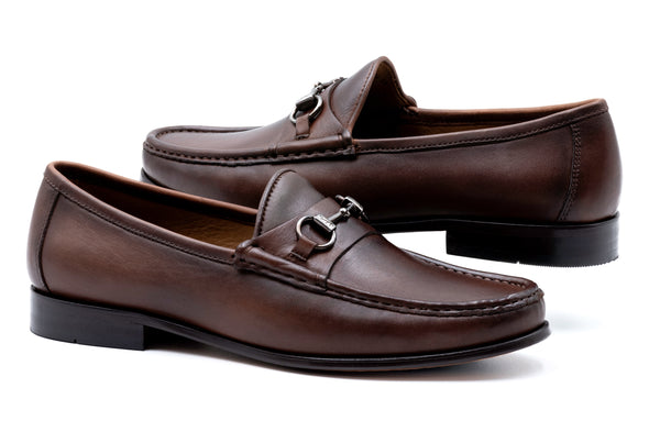Addison Calf Leather Horse Bit Loafers - Chocolate
