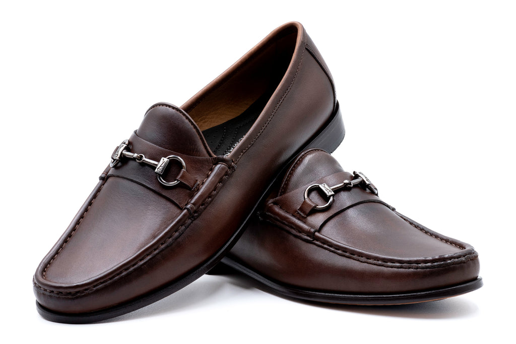 Addison Calf Leather Horse Bit Loafers - Chocolate