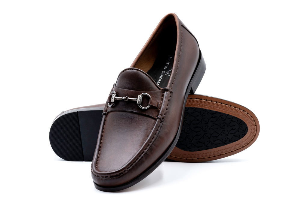 Addison Calf Leather Horse Bit Loafers - Chocolate