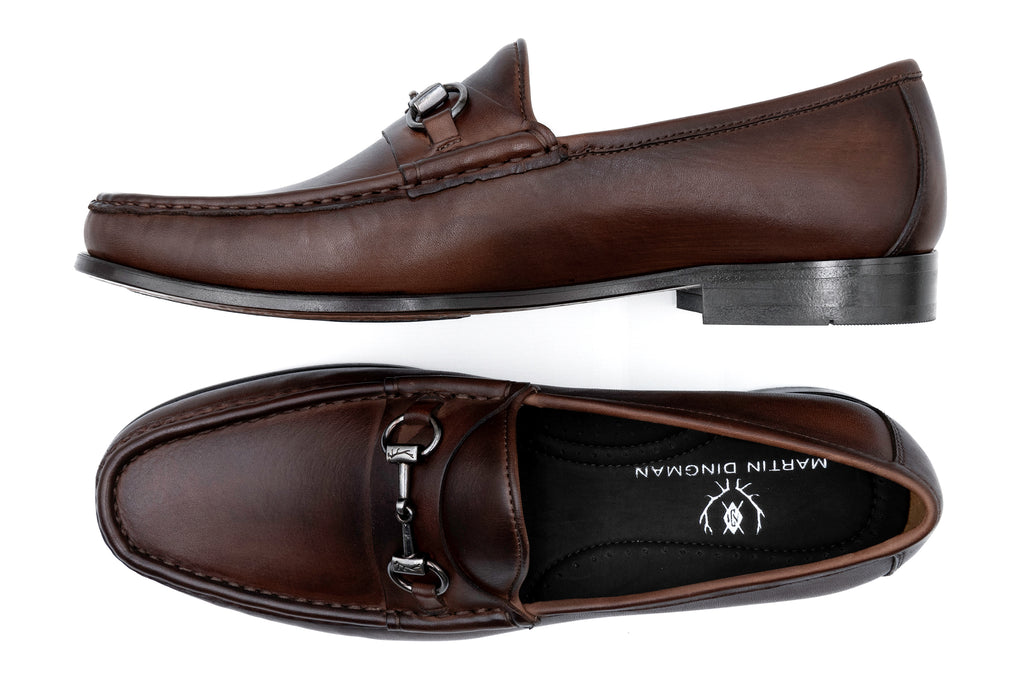 Addison Calf Leather Horse Bit Loafers - Chocolate