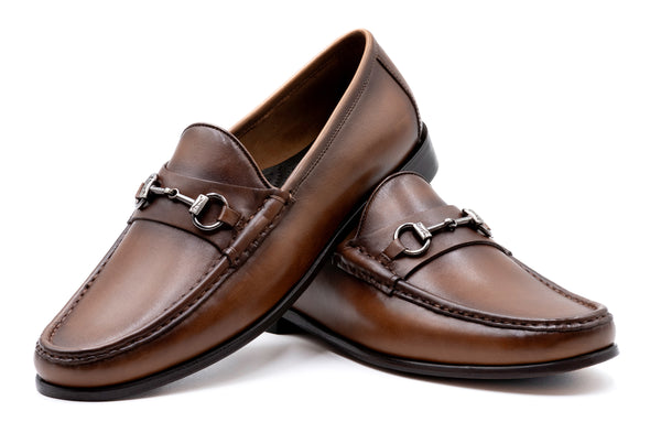 Addison Calf Leather Horse Bit Loafers - Brandy