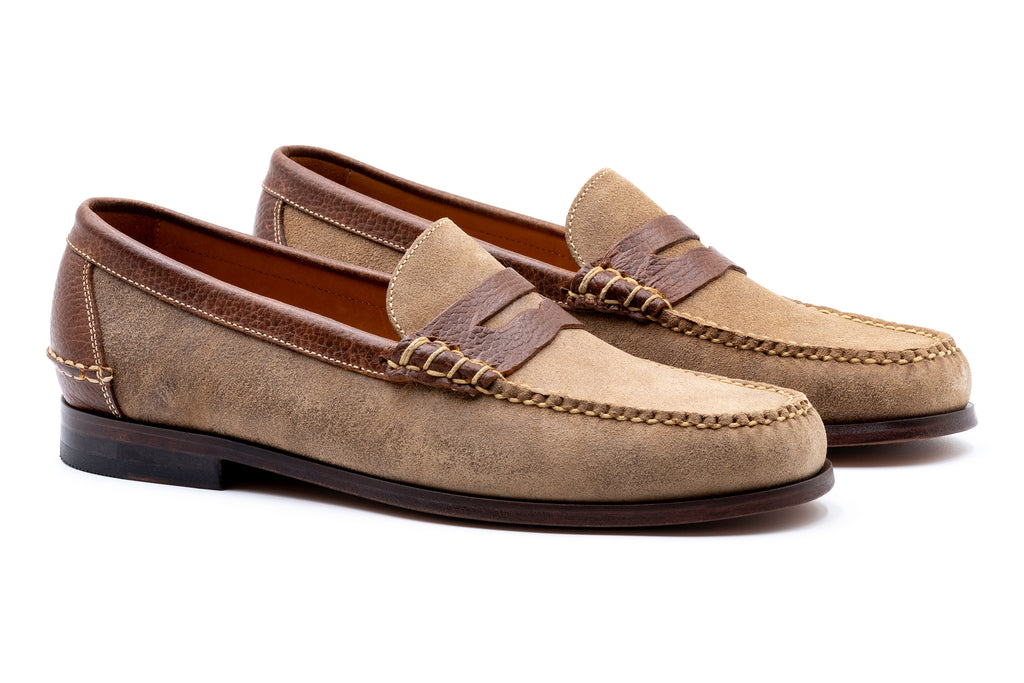 All American Suede Penny Loafers - Khaki