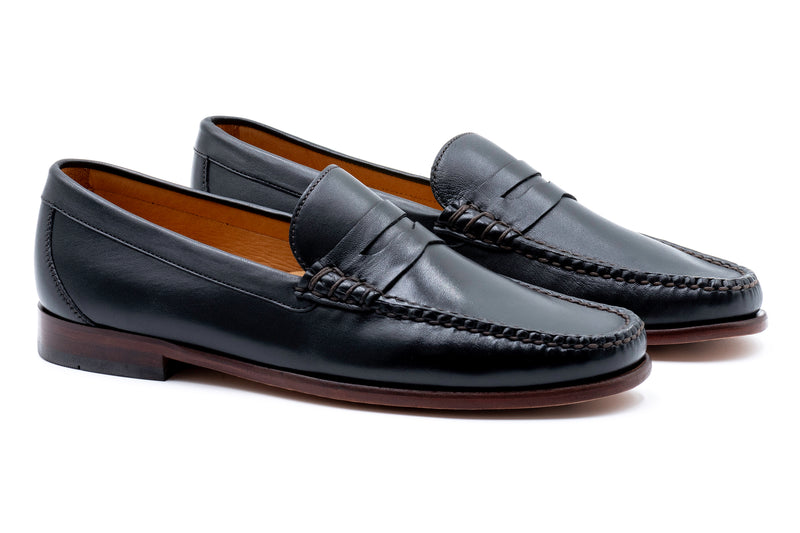 Maxwell Sheepskin Penny Loafers - Black