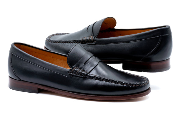 Maxwell Sheepskin Penny Loafers - Black