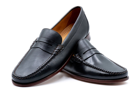 Maxwell Sheepskin Penny Loafers - Black