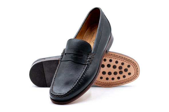 Maxwell Sheepskin Penny Loafers - Black