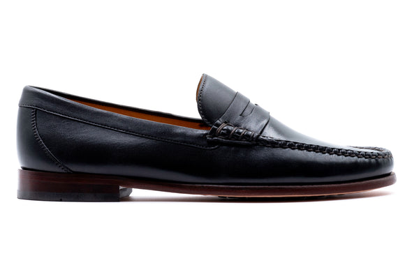 Maxwell Sheepskin Penny Loafers - Black