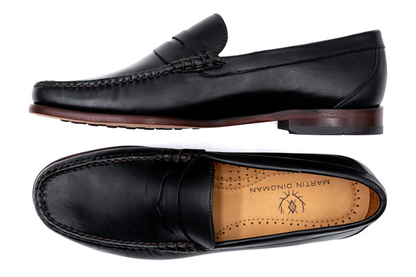 Maxwell Sheepskin Penny Loafers - Black