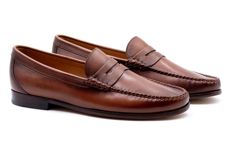 Maxwell Sheepskin Penny Loafers - Whiskey