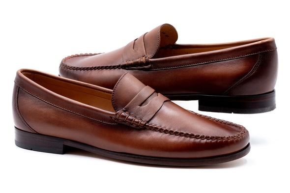 Maxwell Sheepskin Penny Loafers - Whiskey