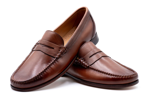 Maxwell Sheepskin Penny Loafers - Whiskey