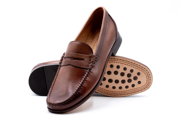 Maxwell Sheepskin Penny Loafers - Whiskey