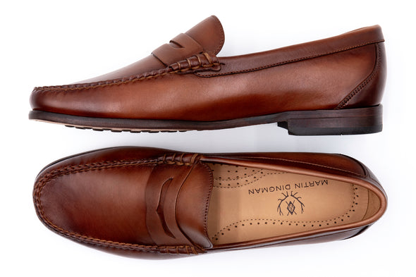Maxwell Sheepskin Penny Loafers - Whiskey