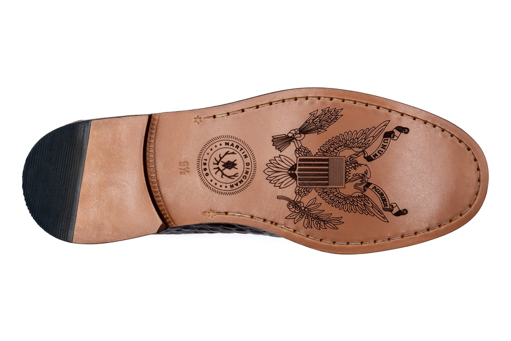 All American Alligator Grain Horse Bit Loafers - Chestnut