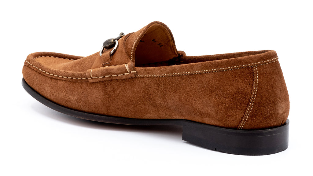 Addison Dress Water Repellent Suede Leather Horse Bit Loafers - Snuff - Back