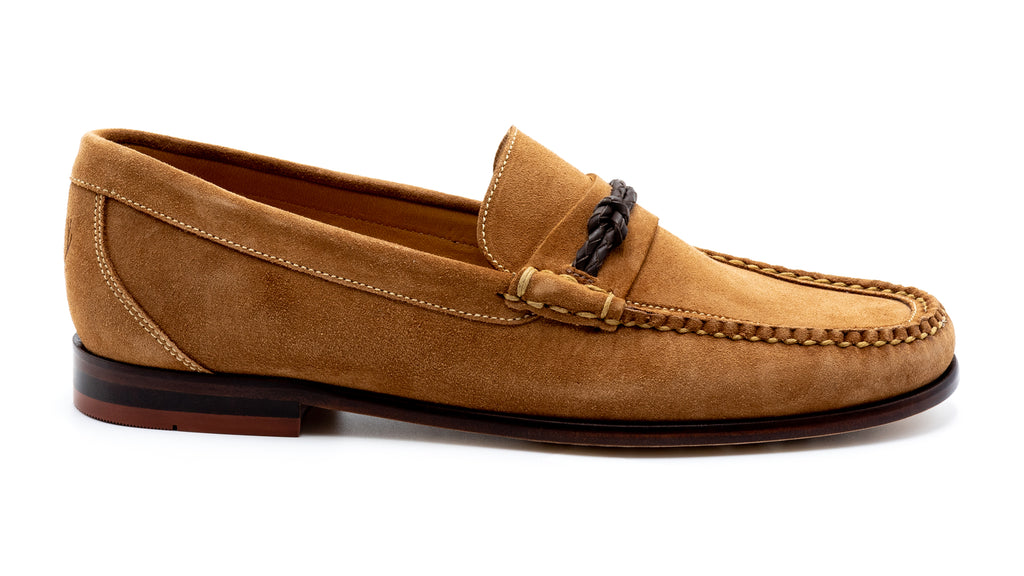 Maxwell Knot Water Repellent Suede Leather Braided Knot Loafers - French Roast