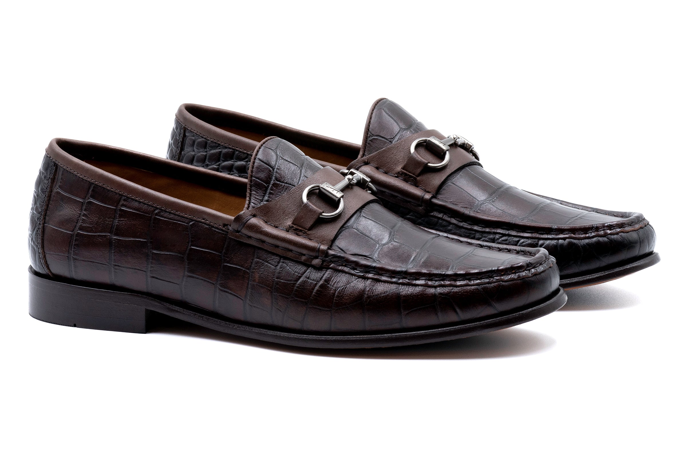 Addison Alligator Grain Loafers - Walnut | Martin Dingman