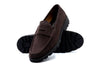 Addison Lug Suede Penny Loafers - Walnut