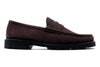 Addison Lug Suede Penny Loafers - Walnut