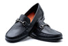 Bermuda Dress Pebble Grain Glove Leather Horse Bit Loafers - Black