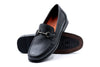 Bermuda Dress Pebble Grain Glove Leather Horse Bit Loafers - Black