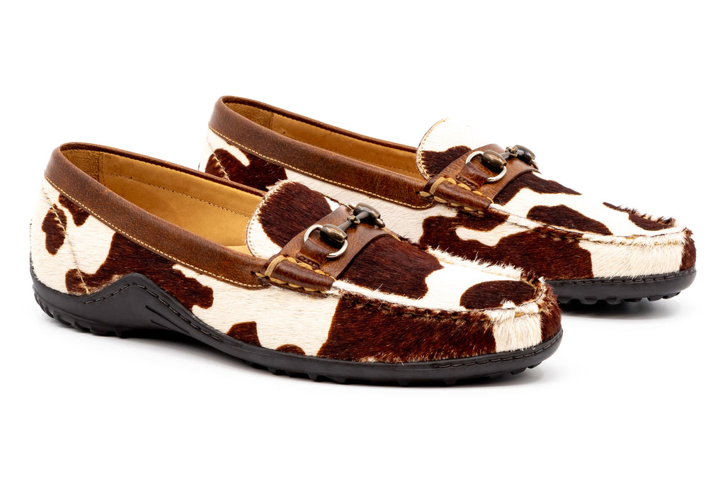 Bill "Hair On" Mustang Print Leather Horse Bit Loafers - Clay/White