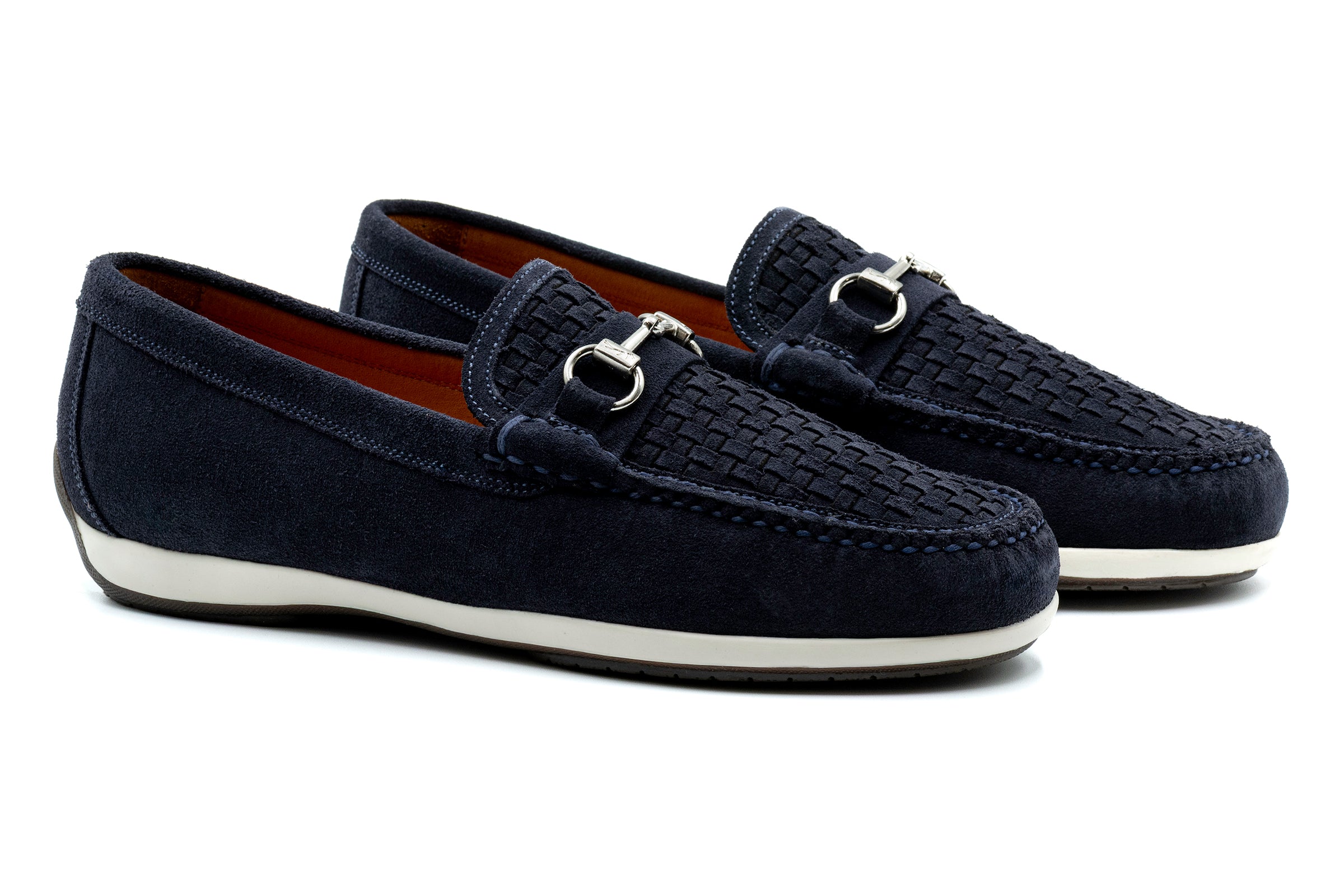 Seaside Suede Horse Bit Loafers - Navy | Martin Dingman