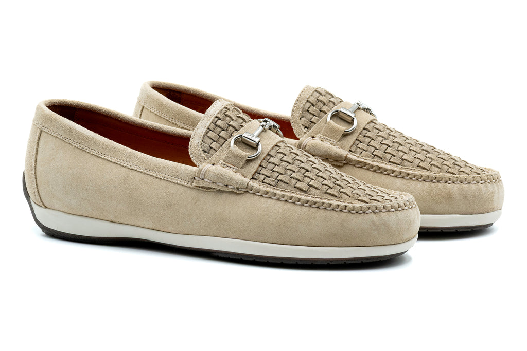 Seaside Suede Horse Bit Loafers - Sand