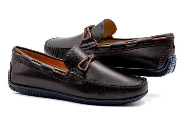 Bermuda Tumbled Glove Leather Braided Bit Loafers - Espresso