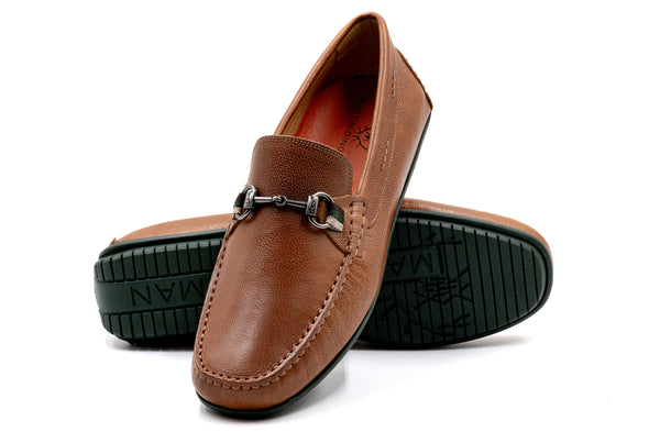 Bermuda Tumbled Glove Leather Horse Bit Loafers - Saddle Tan