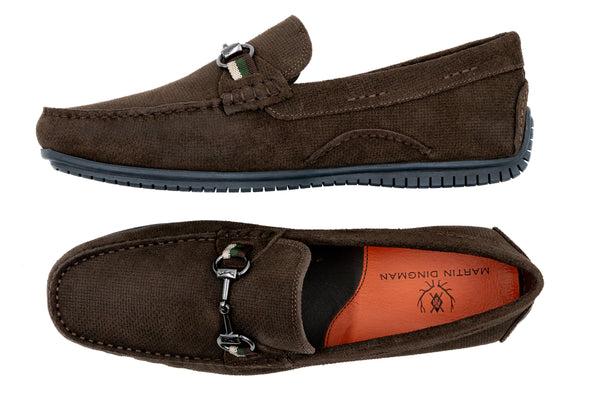 Bermuda Suede Horse Bit Loafers - Walnut