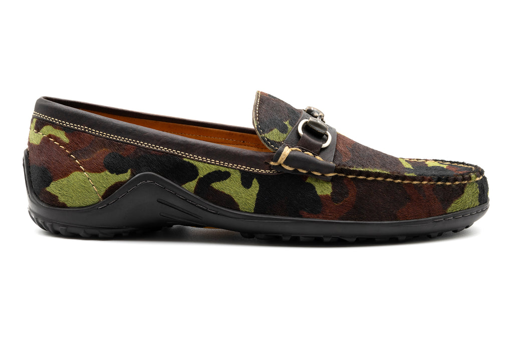 Bill "Hair On" Camo Print Leather Horse Bit Loafers - Camo