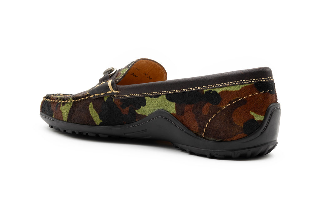 Bill "Hair On" Camo Print Leather Horse Bit Loafers - Camo - Back