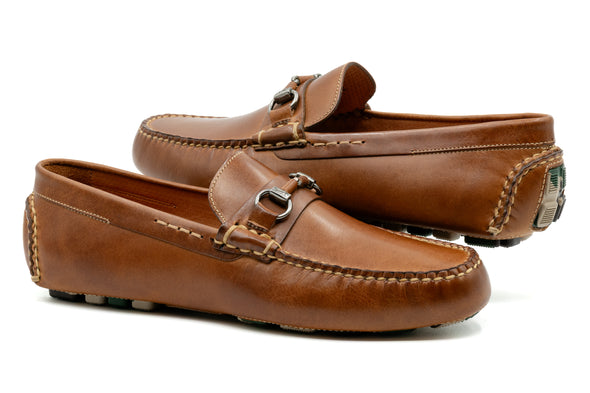 Monte Carlo Saddle Leather Horse Bit Driving Loafers - Cigar