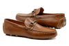 Monte Carlo Saddle Leather Horse Bit Driving Loafers - Cigar